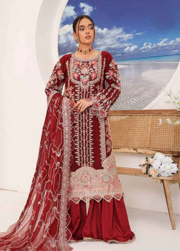 STYLE SHYLE Embroidered Unstitched 3 Piece Chiffon Suit-EM0021 - Ready to Wear