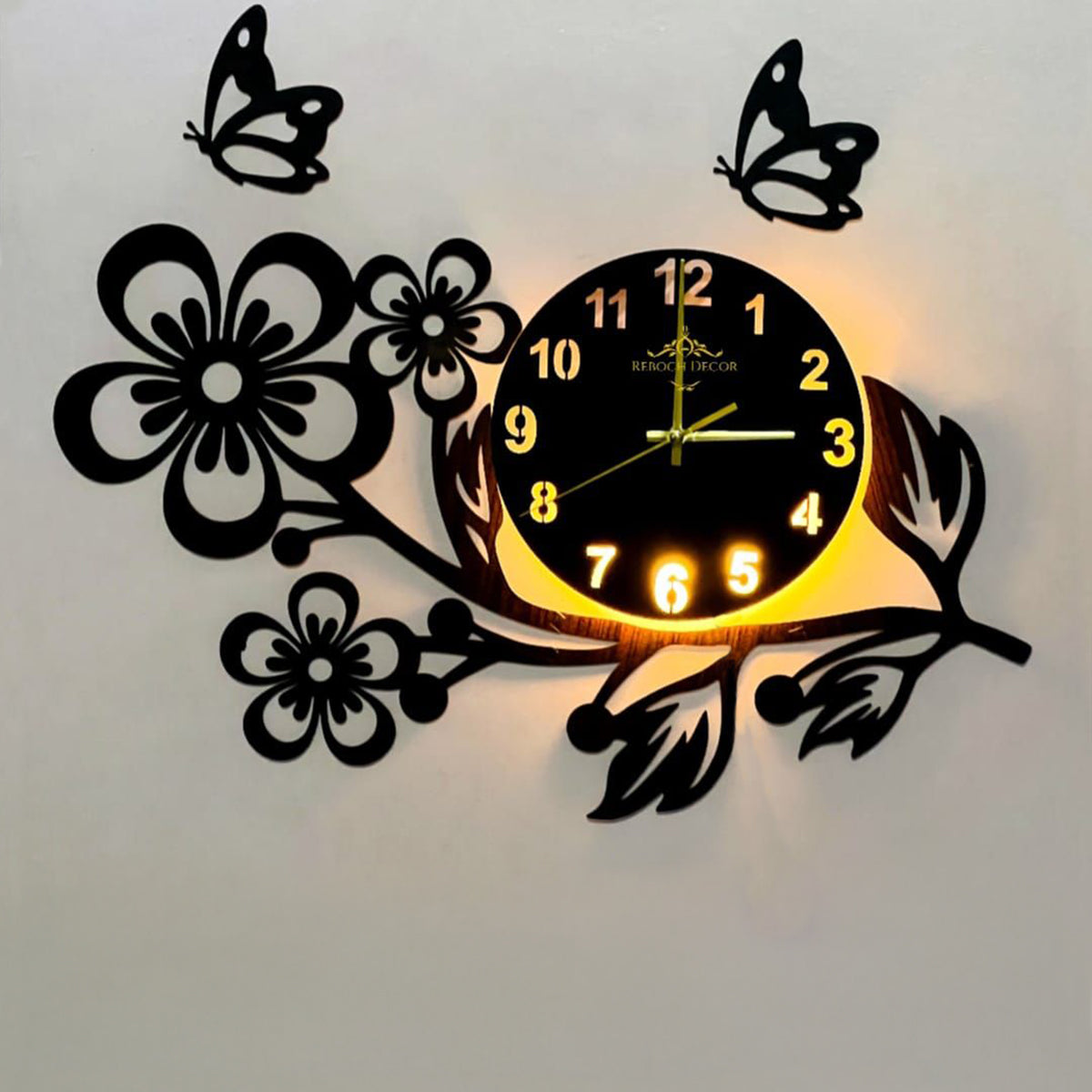 Flower Shaped MDF Wooden Wall Clock