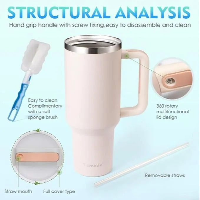 40 Oz Stainless Steel Insulated Sports Tumbler with Straw