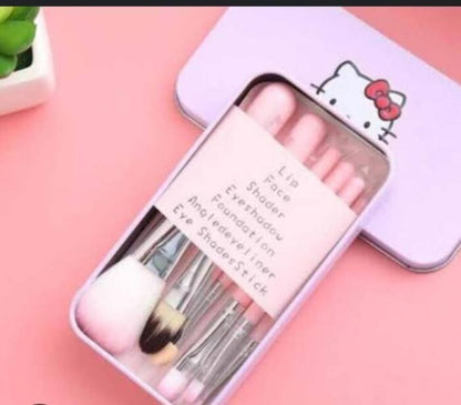 07 PCs Kitty Style Brushes Makeup Brush Set | Complete Brush Kit for Professional and Beginner (Pink Color)