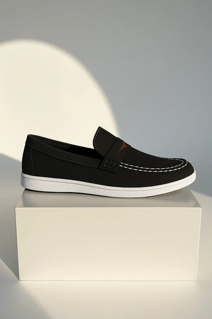 White Stitching Suede Loafers